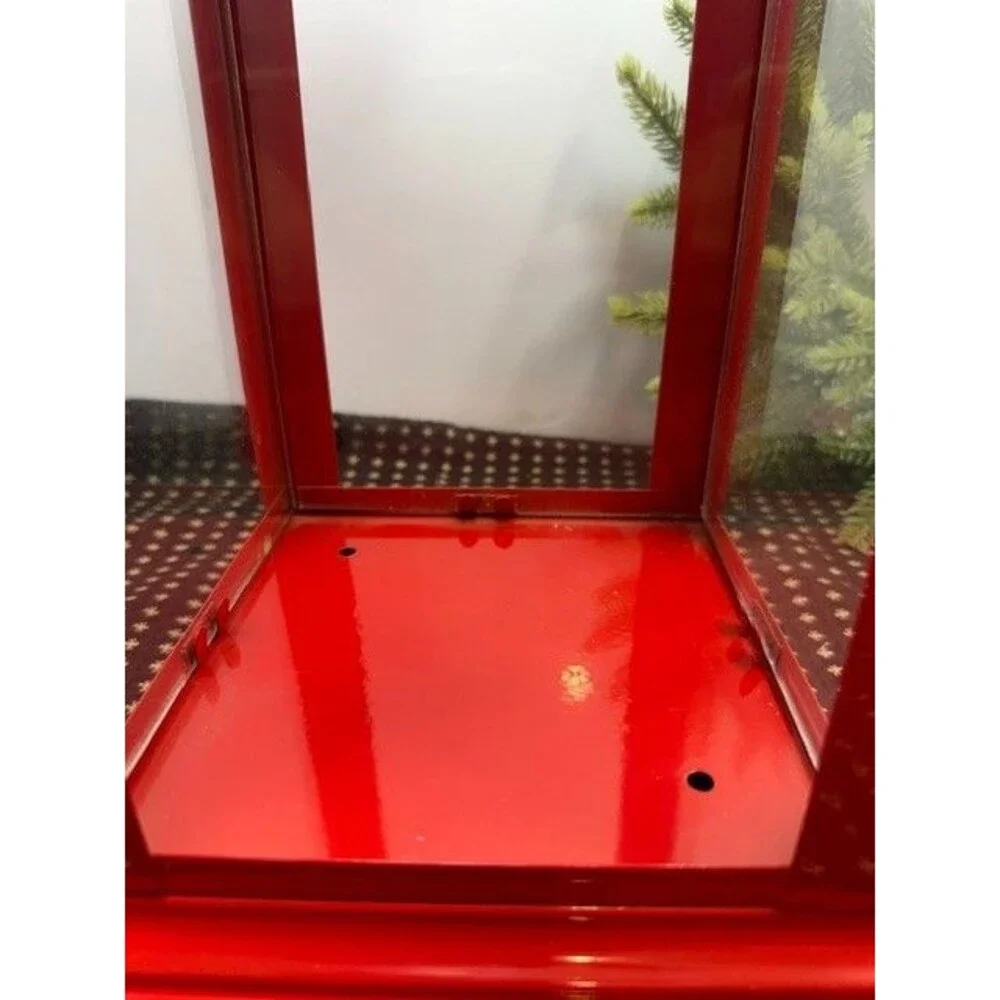 Hampton Bay Red Metal Glass Lantern 15